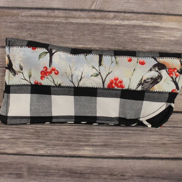 Robin Printed Black & White Buffalo Check Berries Zippered Pouch & Sunglass Case - Picture 11 of 11